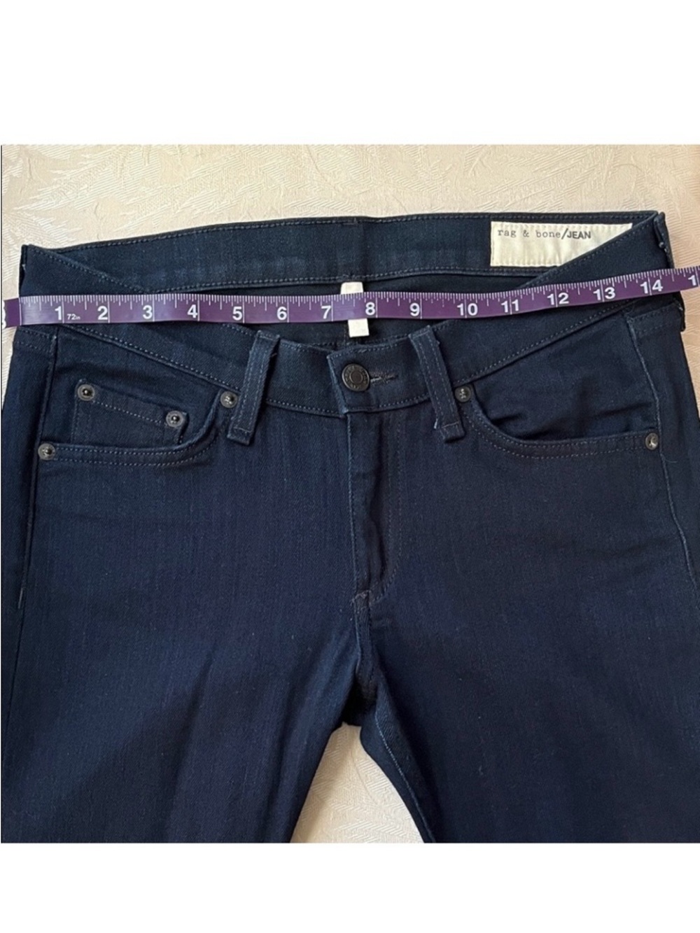 Rag & Bone Skinny Jeans - Women’s 26, Dark Blue Stretch Denim - Picture 7 of 14